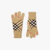 Check Cashmere Blend Gloves in Sand beige - Men | Burberry® Official