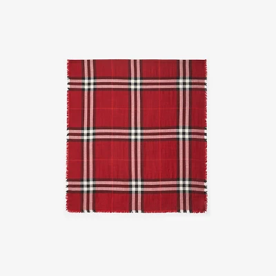 Reversible Check Wool Silk Scarf in Oxblood red/post red | Burberry® Official