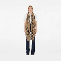Wide Check Wool Silk Scarf in Archive beige | Burberry® Official