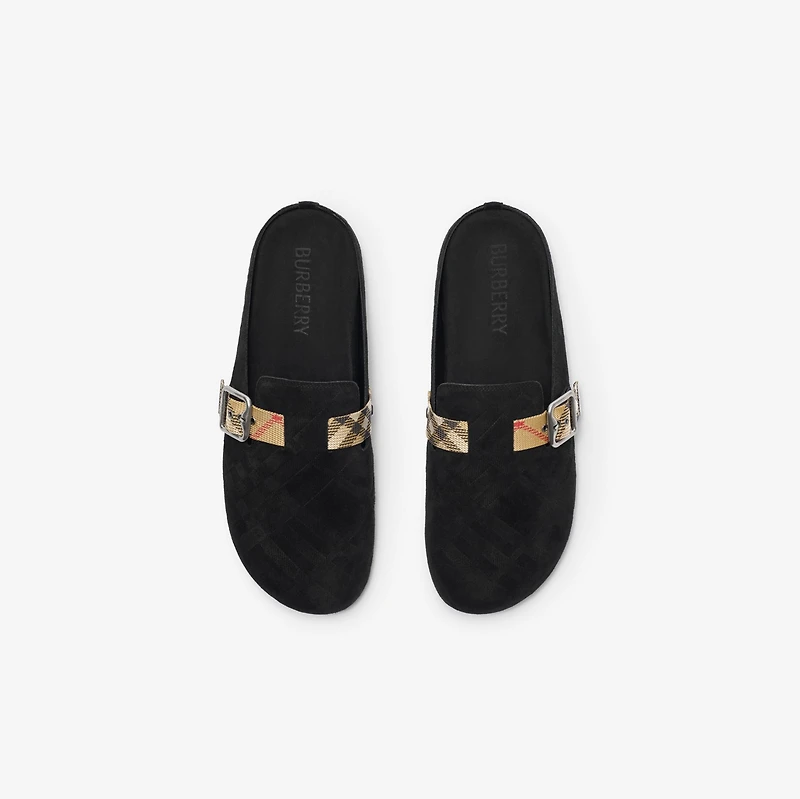 Check Suede Urchin Clogs in Black - Men | Burberry® Official