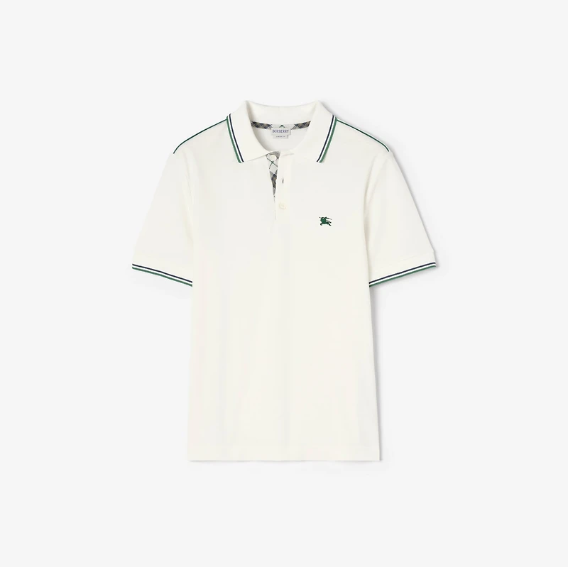 Cotton Blend Tennis Polo Shirt in Chalk white - Men | Burberry® Official