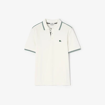 Cotton Blend Tennis Polo Shirt in Chalk white - Men | Burberry® Official