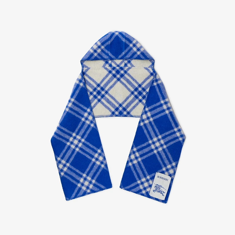 Check Wool Hooded Scarf in Knight | Burberry® Official