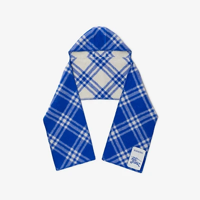 Check Wool Hooded Scarf in Knight | Burberry® Official
