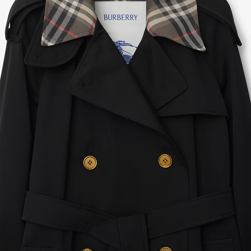 Long Check Collar Castleford Trench Coat in Black - Women, Cotton | Burberry® Official
