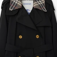 Long Check Collar Castleford Trench Coat in Black - Women, Cotton | Burberry® Official