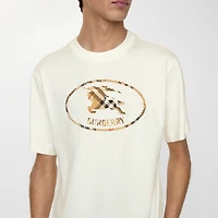 Check Knight Stamp Cotton T-shirt in Chalk white - Men | Burberry® Official