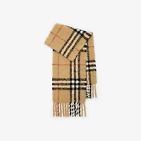 Check Alpaca Wool Blend Bouclé Scarf in Sand beige | Burberry® Official
