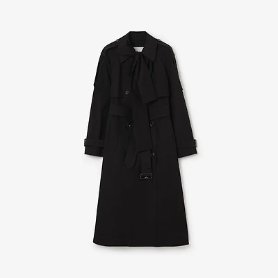 Long Canvas Trerose Trench Coat in Black - Women | Burberry® Official