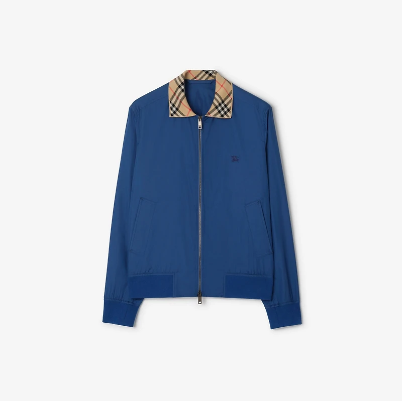 Gabardine Glenfields Harrington Jacket in Maritime blue - Men, Cotton | Burberry® Official