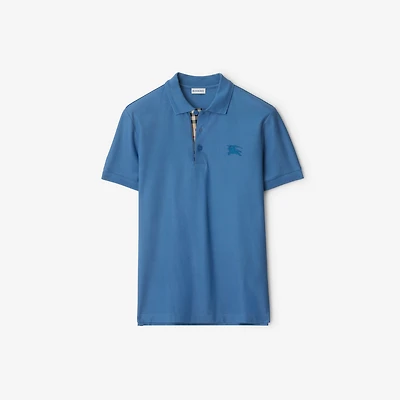 Cotton Polo Shirt in Pool blue - Men | Burberry® Official