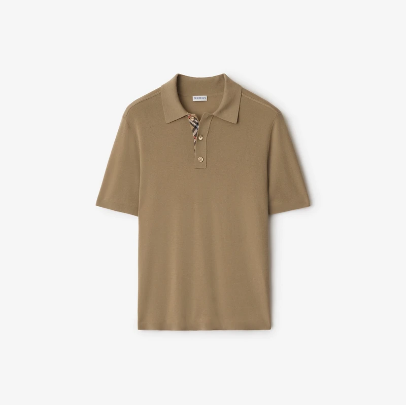 Wool Polo Shirt in Flax beige - Men | Burberry® Official