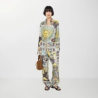 Tarot Silk Pyjama Trousers in Seaside blue - Women | Burberry® Official