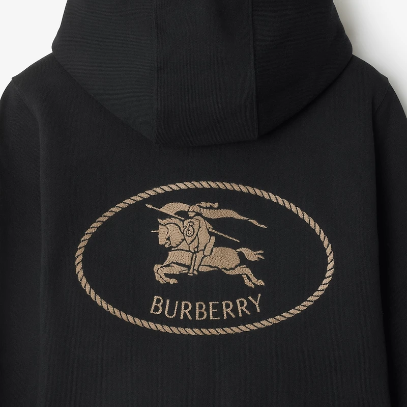 Knight Stamp Cotton Zip Hoodie in Black - Women | Burberry® Official