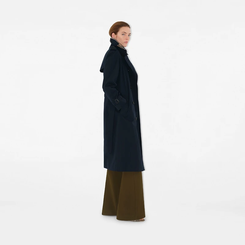 Long Waterloo Heritage Trench Coat in Coal blue - Women, Cotton Gabardine | Burberry® Official