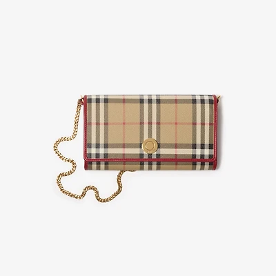 Check Chain Strap Wallet in Archive beige/ruby red - Women | Burberry® Official