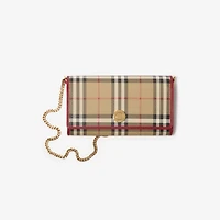 Check Chain Strap Wallet in Archive beige/ruby red - Women | Burberry® Official