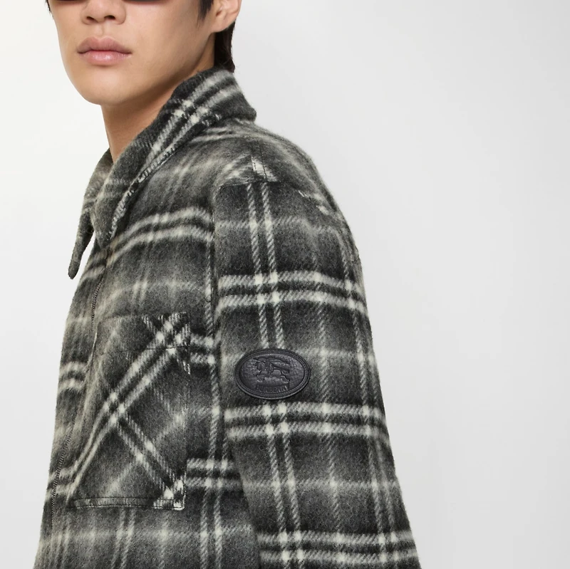Check Wool Overshirt in Chess black/bass grey - Men | Burberry® Official