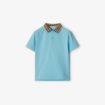Check Collar Cotton Polo Shirt in Lizard | Burberry® Official