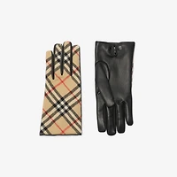 Check Wool Cashmere Gloves in Sand beige - Men | Burberry® Official