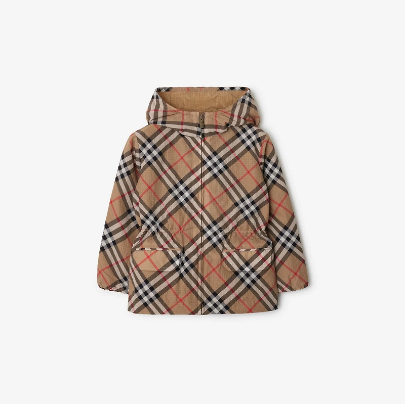 Check Nylon Jacket in Sand | Burberry® Official