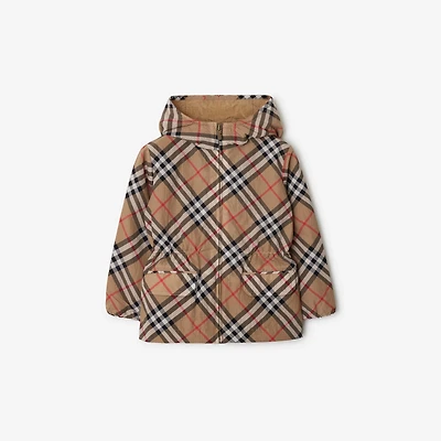 Check Nylon Jacket in Sand | Burberry® Official