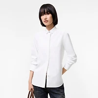 Classic Fit Grosgrain Trim Cotton Shirt in Optic white - Women | Burberry® Official