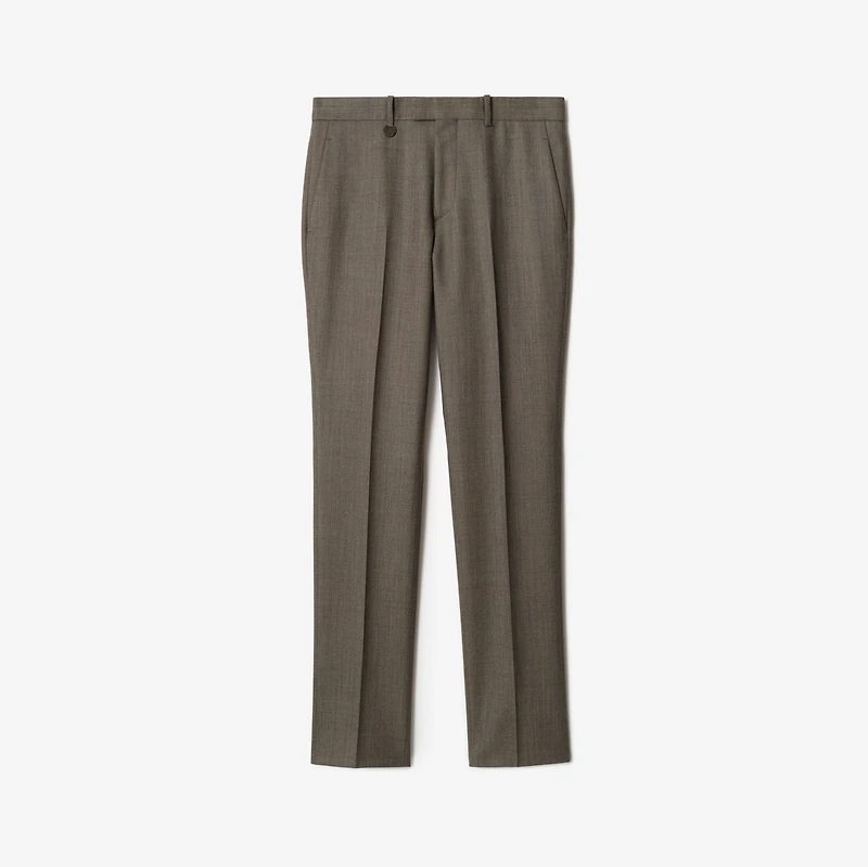 Sharkskin Wool Tailored Trousers in Soil brown/calico beige - Men | Burberry® Official