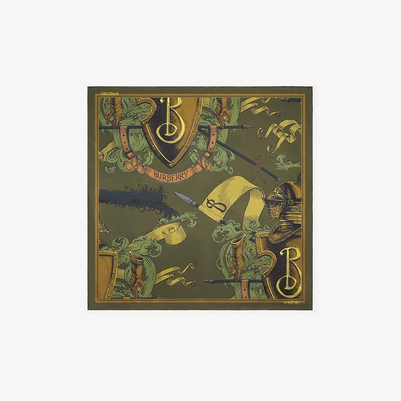 Etched Knight Silk Scarf in Moat green | Burberry® Official