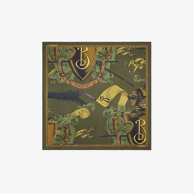 Etched Knight Silk Scarf in Moat green | Burberry® Official