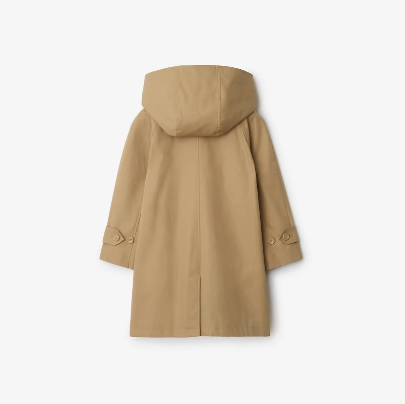 Cotton Hooded Car Coat in Sand | Burberry® Official