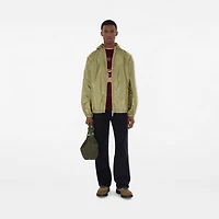 Checker-tape Nylon Hooded Jacket in Wreath green - Men | Burberry® Official