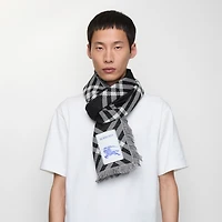Wide Check Wool Silk Scarf in Black/calico | Burberry® Official