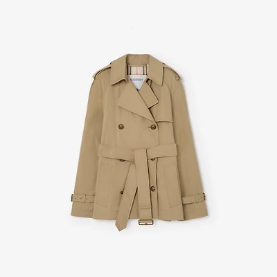 Short Lightweight Cotton Belgravia Trench Coat​ in Sparrow beige - Women, Cotton Gabardine | Burberry® Official