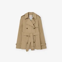Short Lightweight Cotton Belgravia Trench Coat​ in Sparrow beige - Women, Cotton Gabardine | Burberry® Official