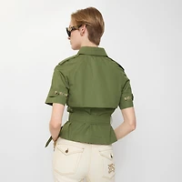 Cropped Cotton Poplin Trench Shirt in Pasture green - Women | Burberry® Official