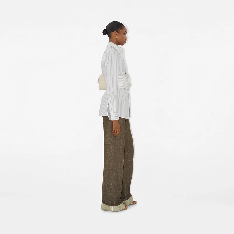 Regular Fit Striped Cotton Shirt in String/coal - Women | Burberry® Official