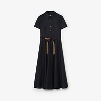 Cotton Blend Shirt Dress in Navy - Women | Burberry® Official