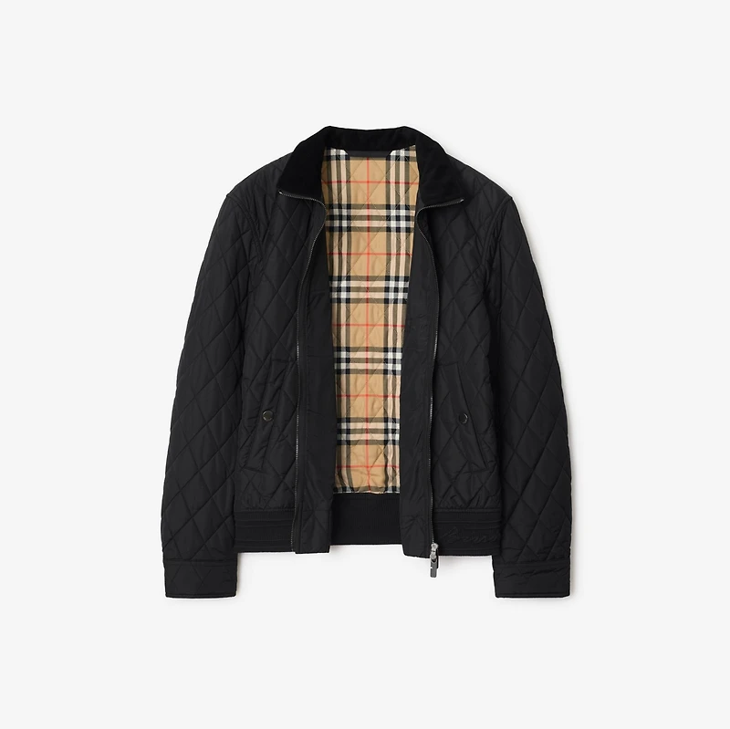 Quilted Nylon Jacket in Black