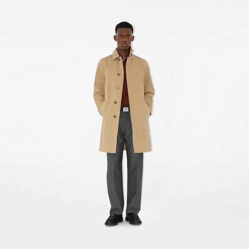 Mid-length Bonded Gabardine Car Coat in Flax beige - Men, Technical | Burberry® Official