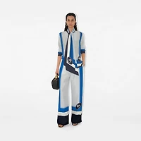Slim Fit Knight Stamp Box Silk Scarf Shirt in Ink - Women | Burberry® Official