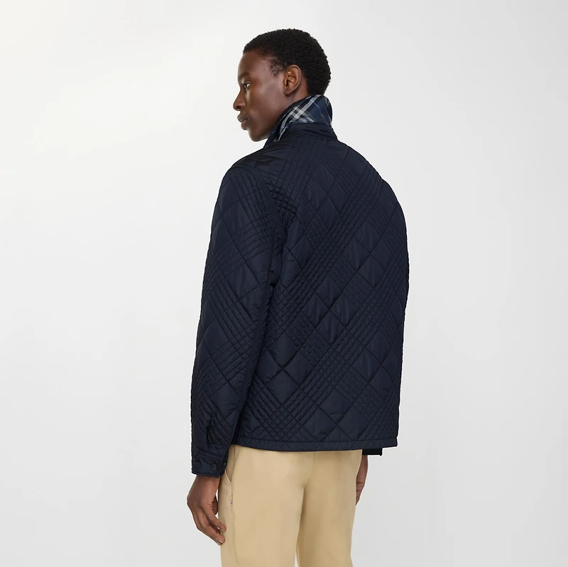 Micro Check-stitch Ramsey Jacket in Silhouette blue - Men | Burberry® Official