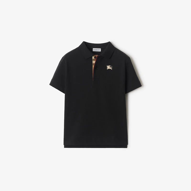 Cotton Piqué Polo Shirt in Black | Burberry® Official