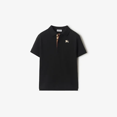 Cotton Piqué Polo Shirt in Black | Burberry® Official