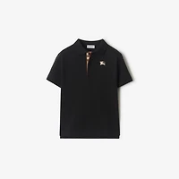 Cotton Piqué Polo Shirt in Black | Burberry® Official