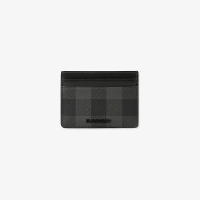 Check Card Case in Charcoal - Men, Canvas | Burberry® Official