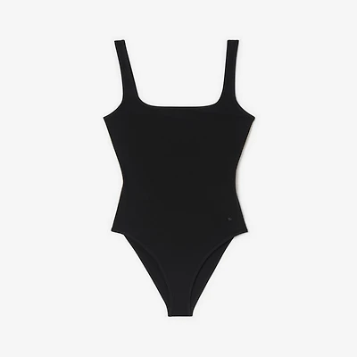 Check Trim Swimsuit in Black - Women, Nylon | Burberry® Official