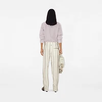 Striped Silk Blend Tailored Trousers in White/black - Women | Burberry® Official