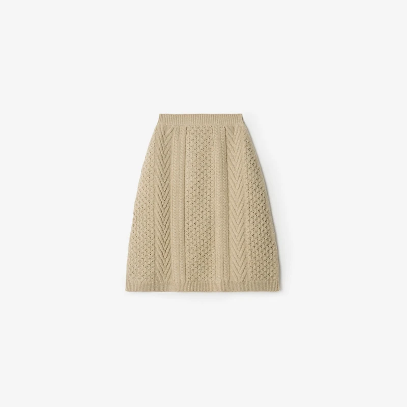 EKD Aran Knit Wool Skirt in Beige melange - Women | Burberry® Official