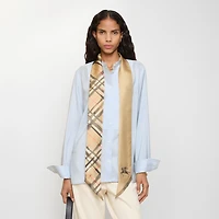 Skinny Watercolour Check Silk Scarf in Sand beige | Burberry® Official